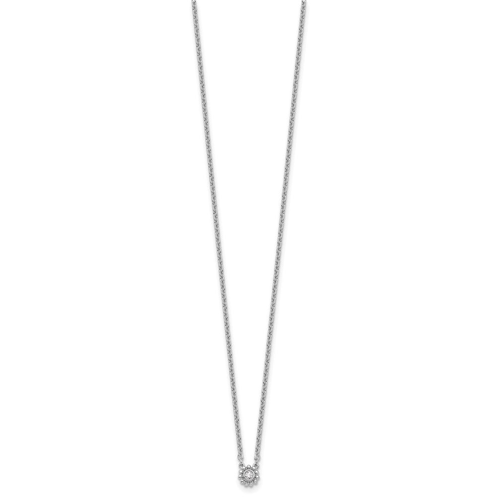White Ice Sterling Silver Rhodium-plated 18 inch Beaded Circle with Diamond Necklace plus 2 inch Extender QW607-18