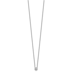 White Ice Sterling Silver Rhodium-plated 18 inch Beaded Circle with Diamond Necklace plus 2 inch Extender QW607-18