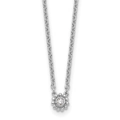 White Ice Sterling Silver Rhodium-plated 18 inch Beaded Circle with Diamond Necklace plus 2 inch Extender QW607-18