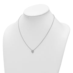White Ice Sterling Silver Rhodium Plated Beaded Diamond Quatrefoil 18in Necklace plus 2 in Extender QW608-18