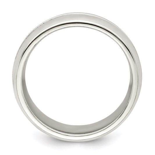 Sterling Silver 7mm Polished Domed Grooved Fancy Band Size 11