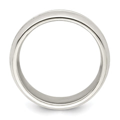 Sterling Silver 7mm Polished Domed Grooved Fancy Band Size 11