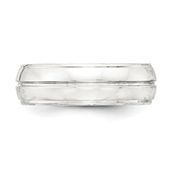 Sterling Silver 7mm Polished Domed Grooved Fancy Band Size 11