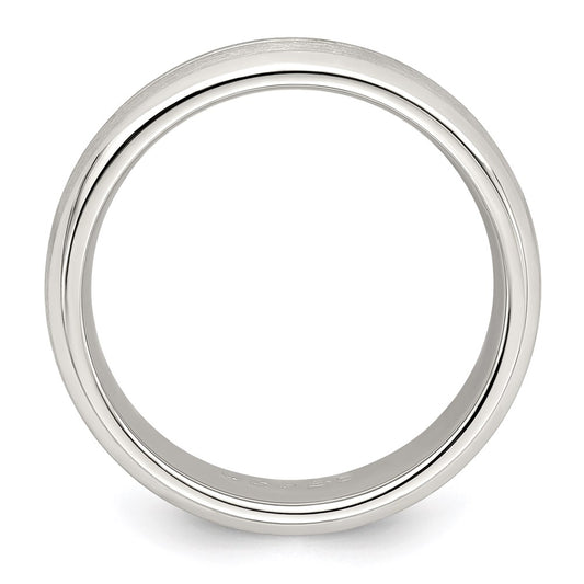 Sterling Silver 7mm Brushed Domed Grooved Fancy Band Size 10