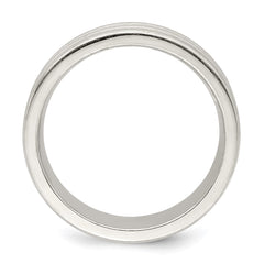 Sterling Silver 6mm Brushed Flat Grooved Fancy Band Size 10