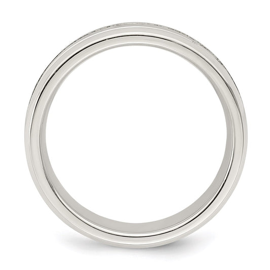 Sterling Silver 6mm Polished Flat Grooved Beveled Edge Fancy Band Size 10