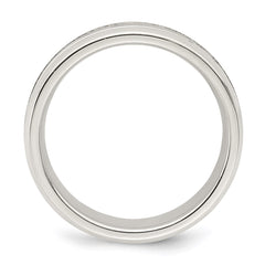 Sterling Silver 6mm Polished Flat Grooved Beveled Edge Fancy Band Size 10