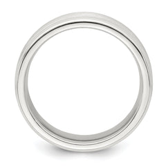 Sterling Silver 6mm Brushed Flat Grooved Beveled Edge Fancy Band Size 10