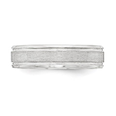 Sterling Silver 6mm Brushed Flat Grooved Beveled Edge Fancy Band Size 10