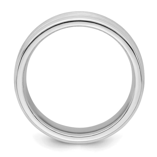 Sterling Silver Rhodium-plated 6mm Brushed Fancy Band Size 10