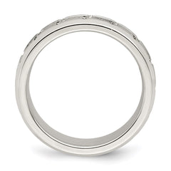 Sterling Silver 6mm Polished Flat Greek Key Design Beveled Edge Fancy Band Size 10