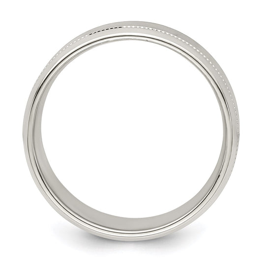 Sterling Silver 6mm Polished Flat Milgrain Beveled Edge Fancy Band Size 10