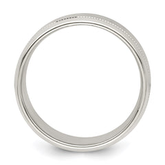 Sterling Silver 6mm Polished Flat Milgrain Beveled Edge Fancy Band Size 10