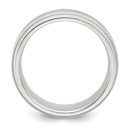 Sterling Silver 6mm Brushed Flat Milgrain Beveled Edge Fancy Band Size 10