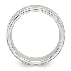 Sterling Silver 6mm Brushed Flat Milgrain Beveled Edge Fancy Band Size 10