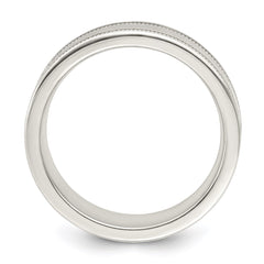 Sterling Silver 6mm Polished Flat Milgrain Grooved Edge Fancy Band Size 10