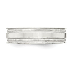 Sterling Silver 6mm Polished Flat Milgrain Grooved Edge Fancy Band Size 10