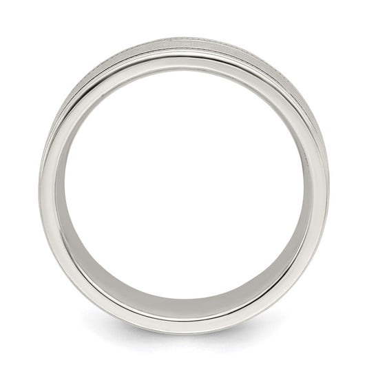 Sterling Silver 6mm Brushed Flat Milgrain Grooved Edge Fancy Band Size 11