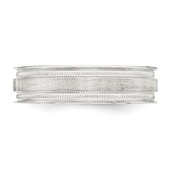 Sterling Silver 6mm Brushed Flat Milgrain Grooved Edge Fancy Band Size 11