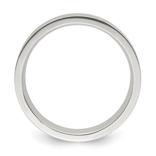Sterling Silver 6mm Polished Flat Grooved Center Fancy Band Size 10
