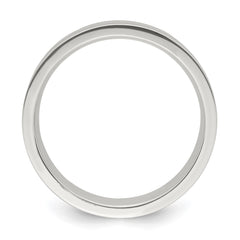 Sterling Silver 6mm Polished Flat Grooved Center Fancy Band Size 10