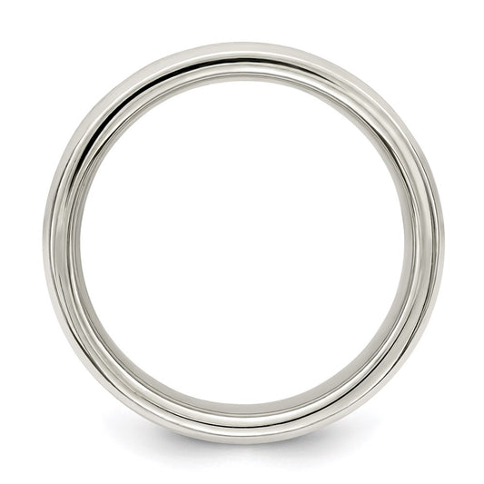 Sterling Silver 6mm Polished Flat Grooved Fancy Band Size 10