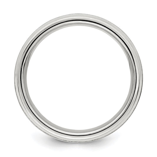 Sterling Silver 6mm Brushed Flat Grooved Fancy Band Size 10