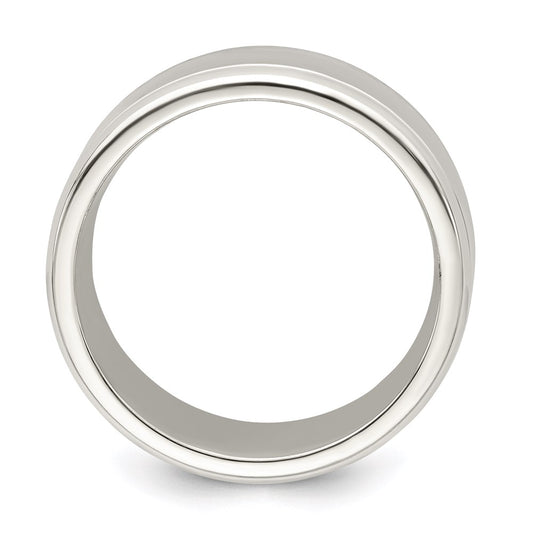 Sterling Silver 6mm Polished Flat Beveled Edge Fancy Band Size 10