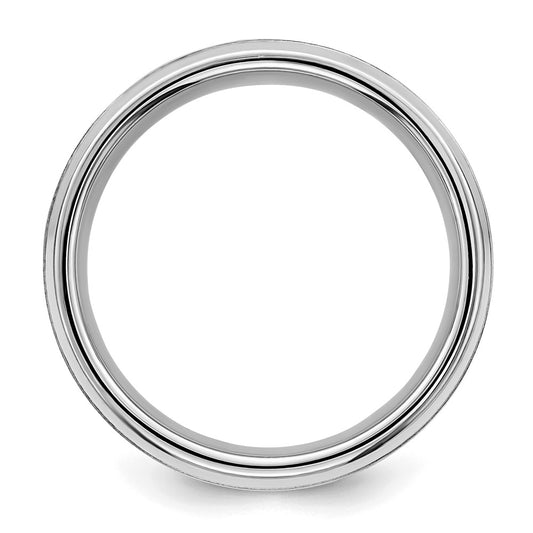 Sterling Silver Rhodium-plated 8mm Brushed Fancy Band Size 10