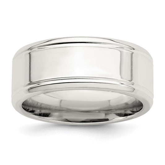 Sterling Silver 6mm Polished Flat Beveled Edge Fancy Band Size 10