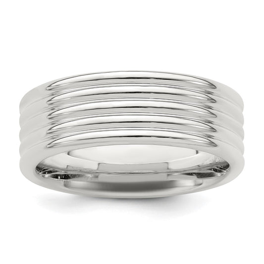 Sterling Silver 7mm Polished 5-Row Fancy Band Size 10