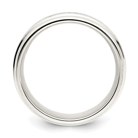Sterling Silver 7mm Polished Flat Intertwined Design Beveled Edge Fancy Band Size 10