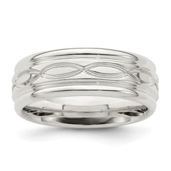 Sterling Silver 7mm Polished Flat Intertwined Design Beveled Edge Fancy Band Size 10