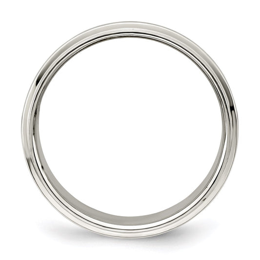Sterling Silver 8mm Flat with Step Edge Size 10 Band