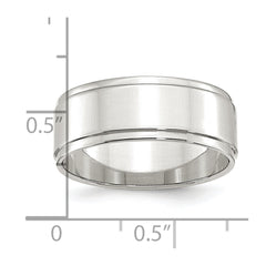 Sterling Silver 8mm Flat with Step Edge Size 10 Band