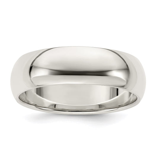 Sterling Silver 7mm Half Round Size 10 Band