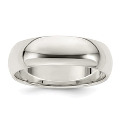 Sterling Silver 7mm Half Round Size 10 Band