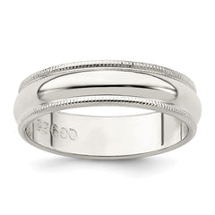Sterling Silver 5mm Half Round Milgrain Size 10 Band