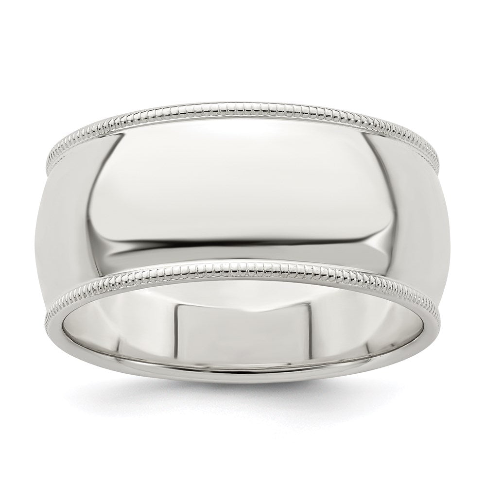 Sterling Silver 9mm Half Round Milgrain Size 10 Band