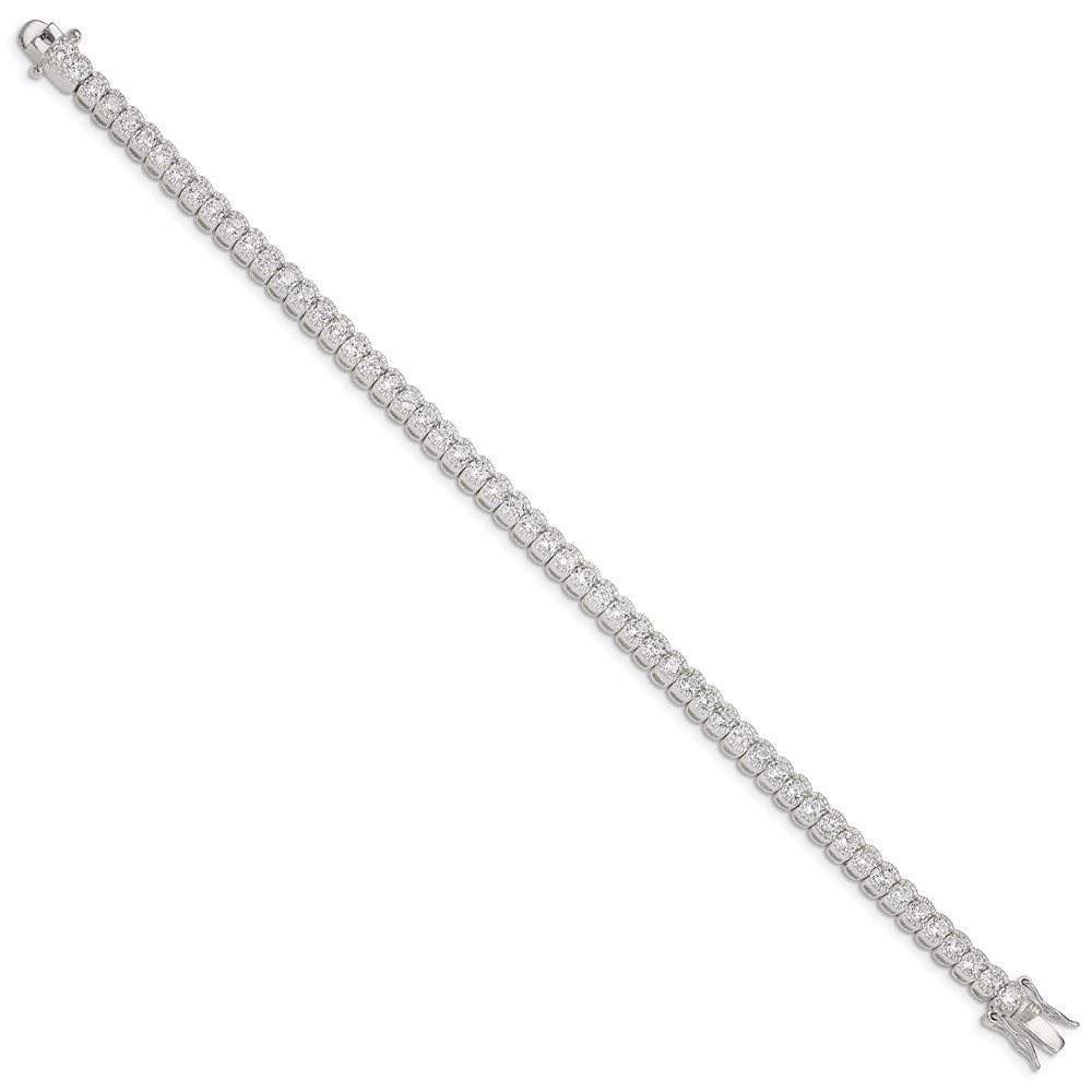 Sterling Silver Rhodium-plated CZ Tennis Bracelet QX106CZ