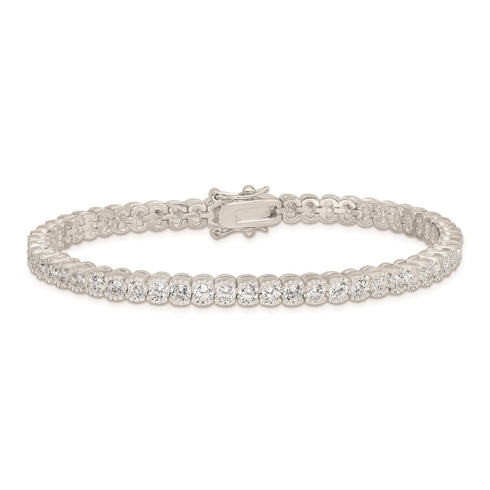 Sterling Silver Rhodium-plated CZ Tennis Bracelet QX106CZ