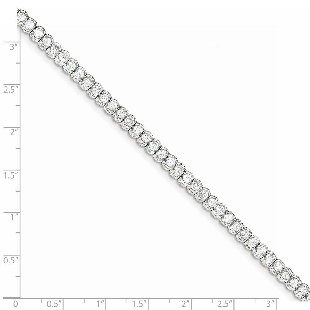 Sterling Silver Rhodium-plated CZ Tennis Bracelet QX106CZ