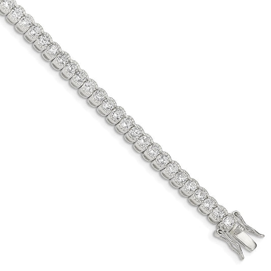 Sterling Silver Rhodium-plated CZ Tennis Bracelet QX106CZ