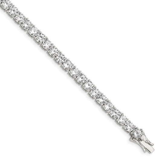 Sterling Silver Rhodium-plated CZ Tennis Bracelet QX107CZ