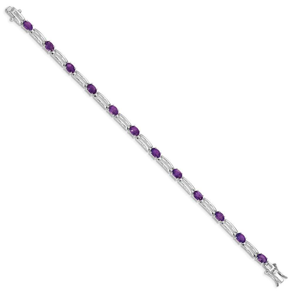 Sterling Silver Rhodium-plated Amethyst Bracelet QX143AM
