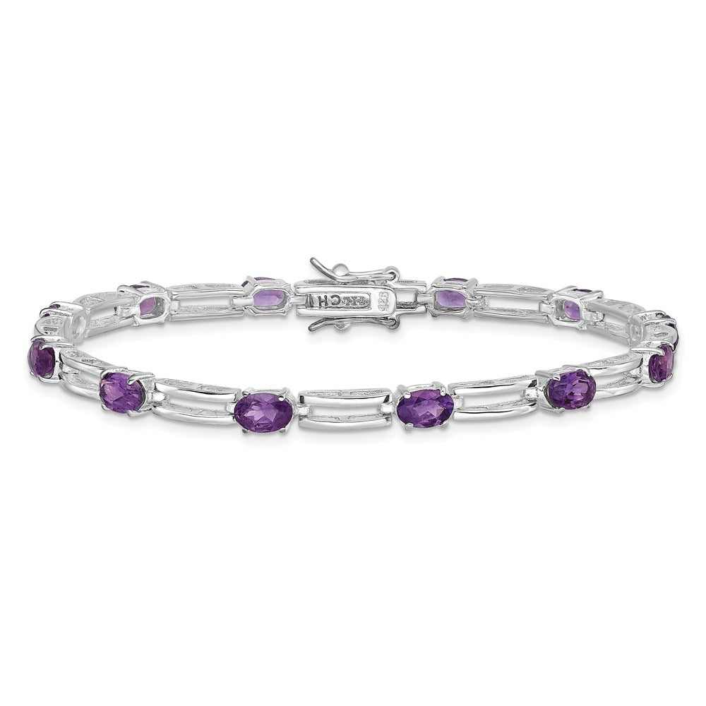 Sterling Silver Rhodium-plated Amethyst Bracelet QX143AM