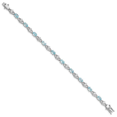 Sterling Silver Rhodium-plated Blue Topaz & CZ Bracelet QX151BT