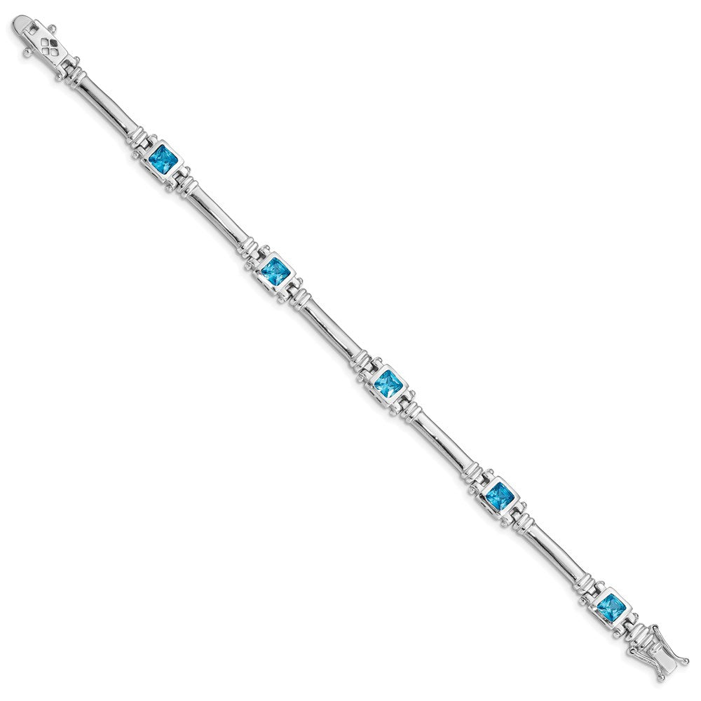 Sterling Silver Rhodium-plated Blue Topaz Bracelet QX160BT