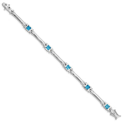 Sterling Silver Rhodium-plated Blue Topaz Bracelet QX160BT