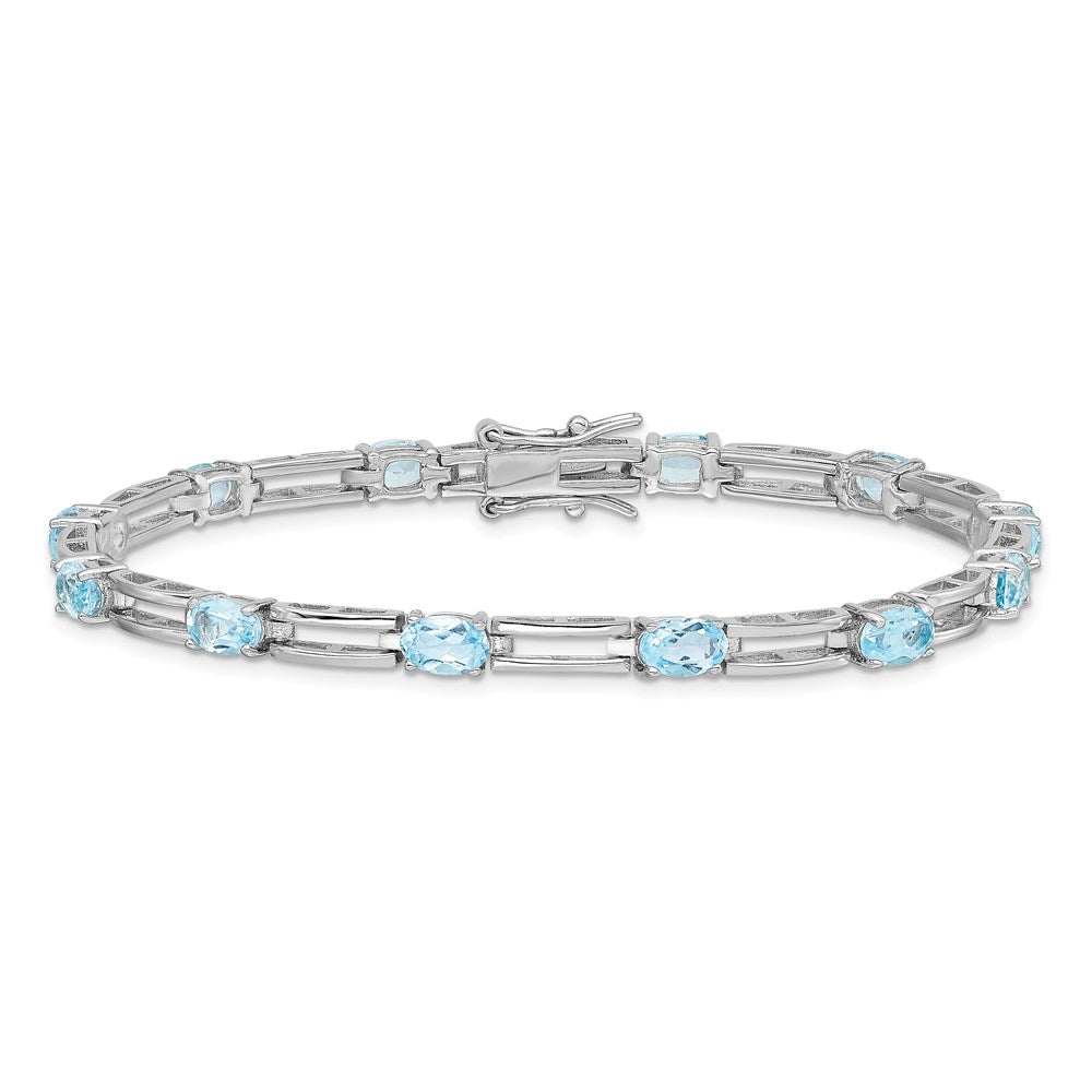 Sterling Silver Rhodium-plated Blue Topaz Bracelet QX162BT